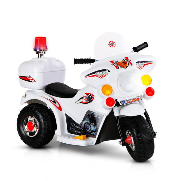 Rigo Kids Electric Ride On Police Motorcycle Motorbike 6V Battery White - Image 8