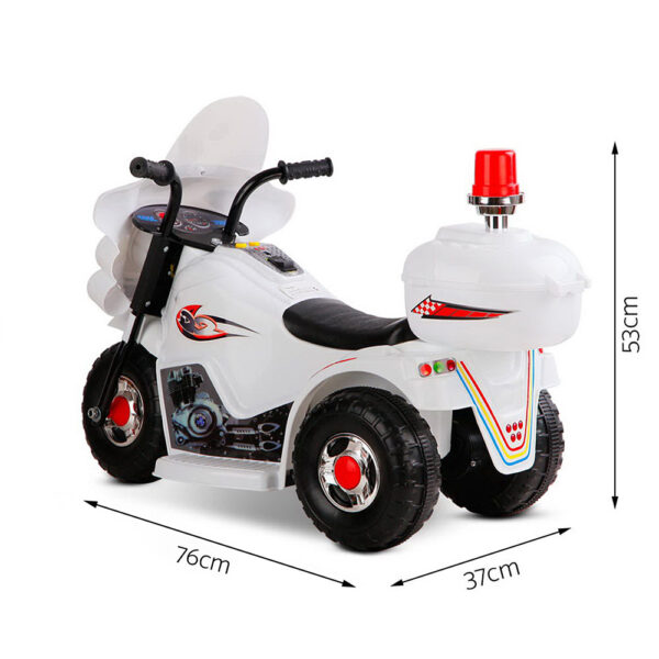 Rigo Kids Electric Ride On Police Motorcycle Motorbike 6V Battery White - Image 2
