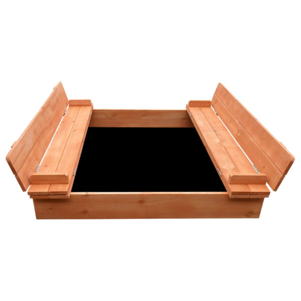Keezi Kids Sandpit Wooden Sandbox Sand Pit Foldable Seat Outdoor Beach Toys 90cm - Image 3