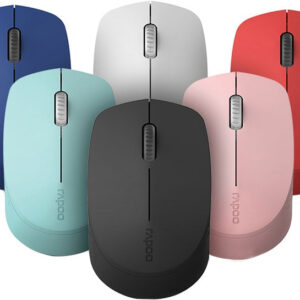 RAPOO M100 2.4GHz & Bluetooth 3 / 4 Quiet Click Wireless Mouse Red - 1300dpi Connects up to 3 Devices, Up to 9 months Battery Life