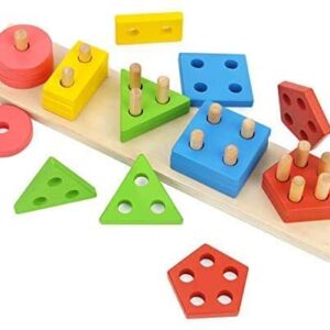 Wooden Educational Preschool Blocks Puzzle for 3 to 5 Year Old Kids Toys