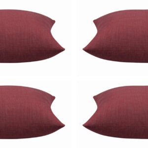 Pack of 4 Elements Deep Red Solid Base Colour Square Cushion Covers