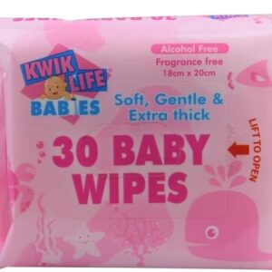 Kwik Life Pk30 Baby Wipes With Sticky Top Alcohol Free Fragrance Free