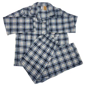 KIDS FLANNELETTE PYJAMAS PJs Boys Girls Flannel Pajamas Pyjama Winter Set PJ - Black/Blue/White Check - 8