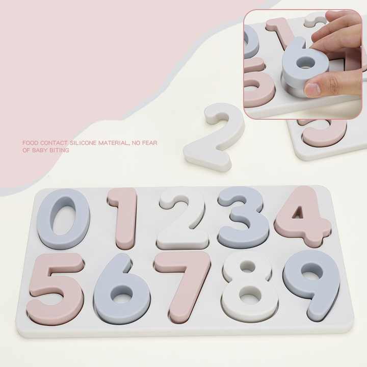 Colorful Silicone Early Learning Number Puzzle Board for Kids - Food-Grade Silicone, Safe and Durable, Montessori Educational Toy
