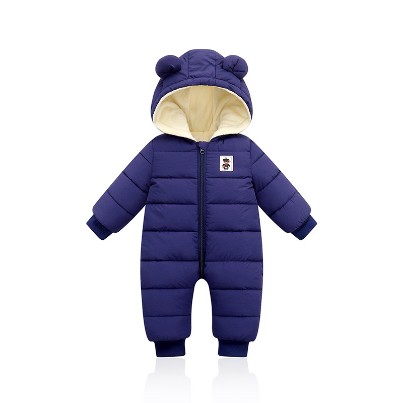 Suitable For Height 66cm Dark Blue Baby & Toddler Hooded Padded Snowsuit - Fleece Lined Winter Romper Outerwear