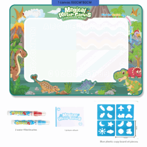 Dinosaur Land Giant Aqua Magic Doodle Mat 100x80cm - Mess-Free Reusable Water Drawing Pad for Creative Kids