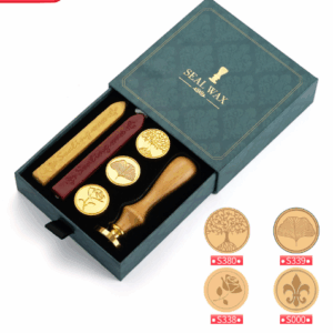 Green Box 2-Piece Retro Sealing Wax Stamp Set - 11.3 x 11.3 x 3.6 cm DIY Gift Box Kit for Handmade Crafts